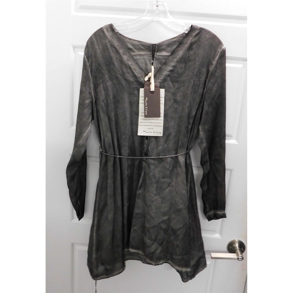 New Manilla Grace Steel Gray Camicione Maxi Overshirt Long Sleeve Blouse 38